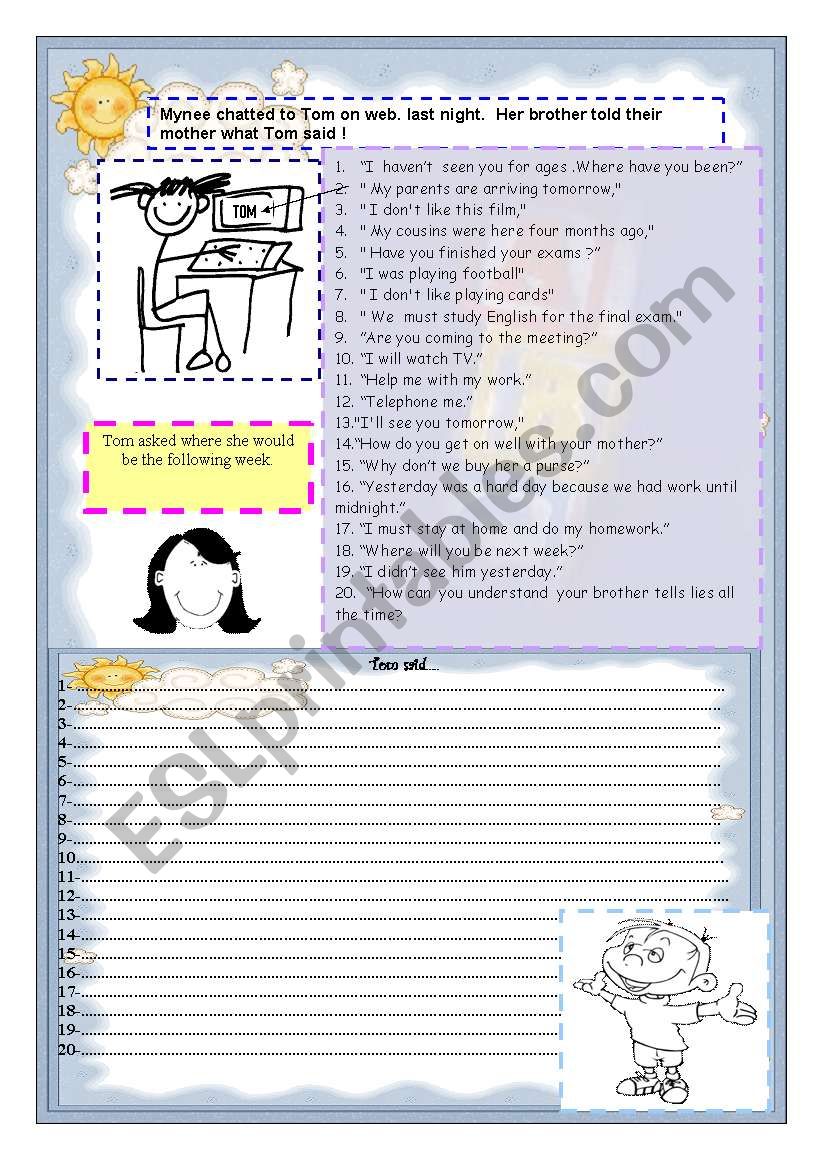 REPORTED SPEECH  worksheet