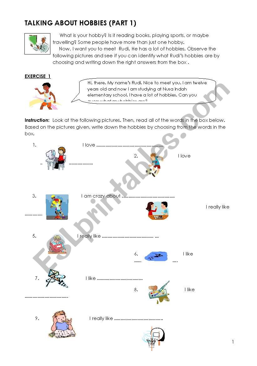 HOBBIES PART 1 worksheet