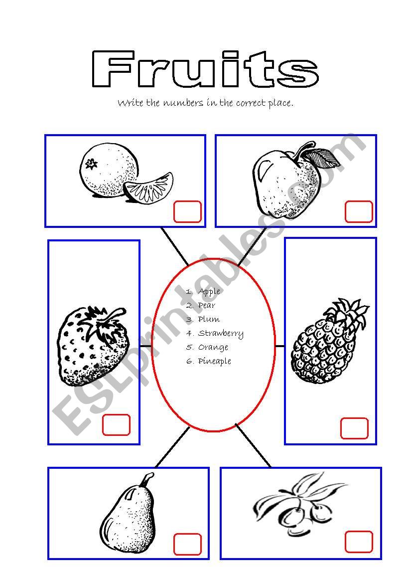 label the fruits 2/2 worksheet