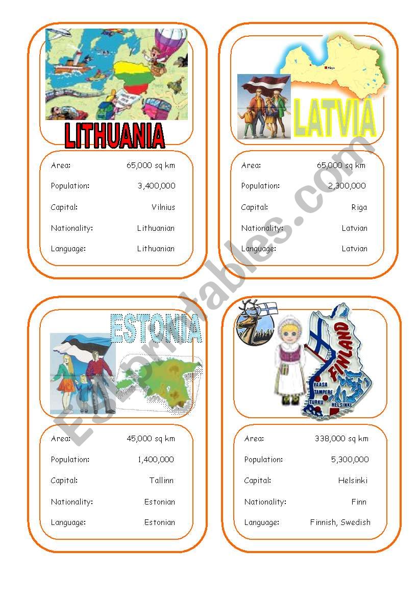 Country cards 1 worksheet