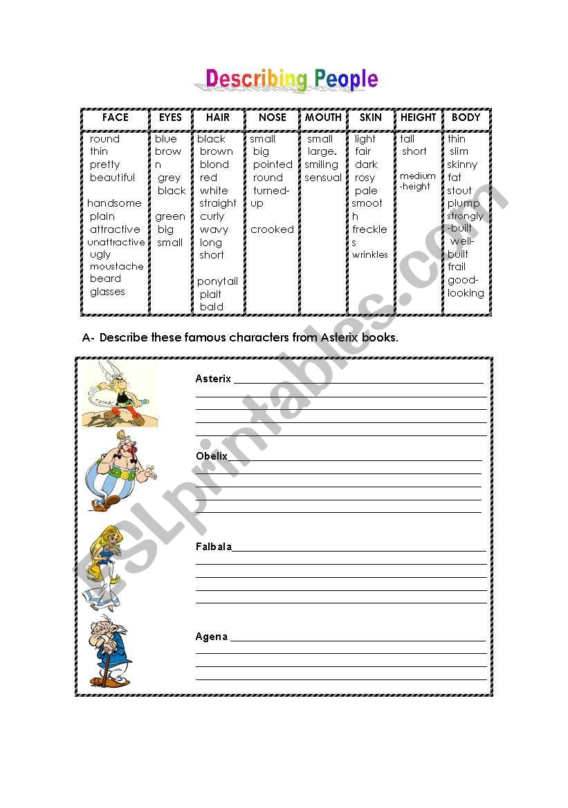 Describing People worksheet