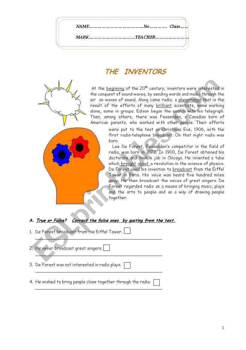Test - Inventors (3 pages) worksheet
