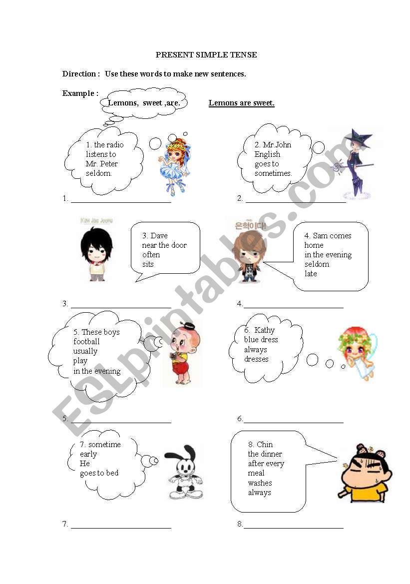 PRESENT SIMPLE TENSE worksheet