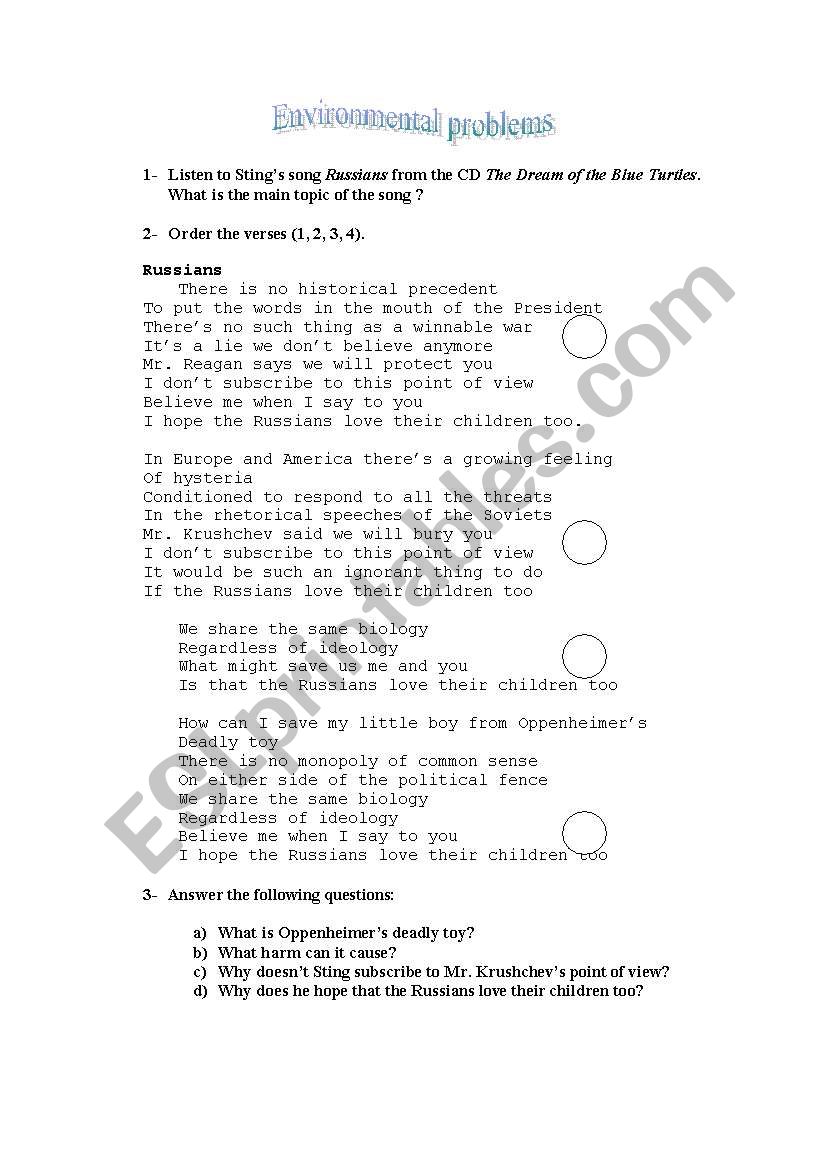 Nuclear Weapons worksheet