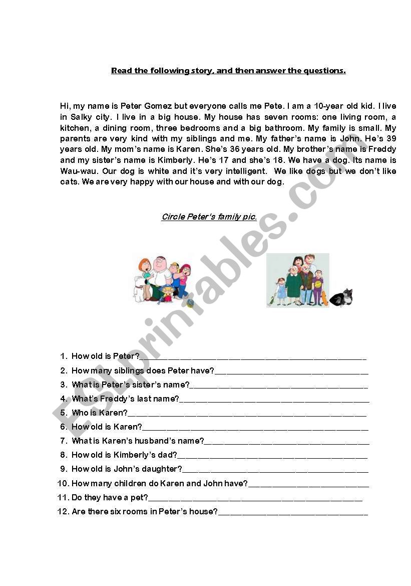 Peters Family worksheet