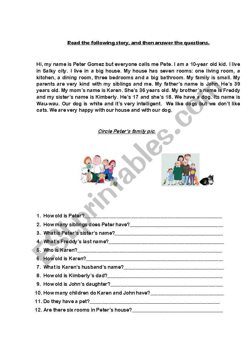 Peters Family worksheet