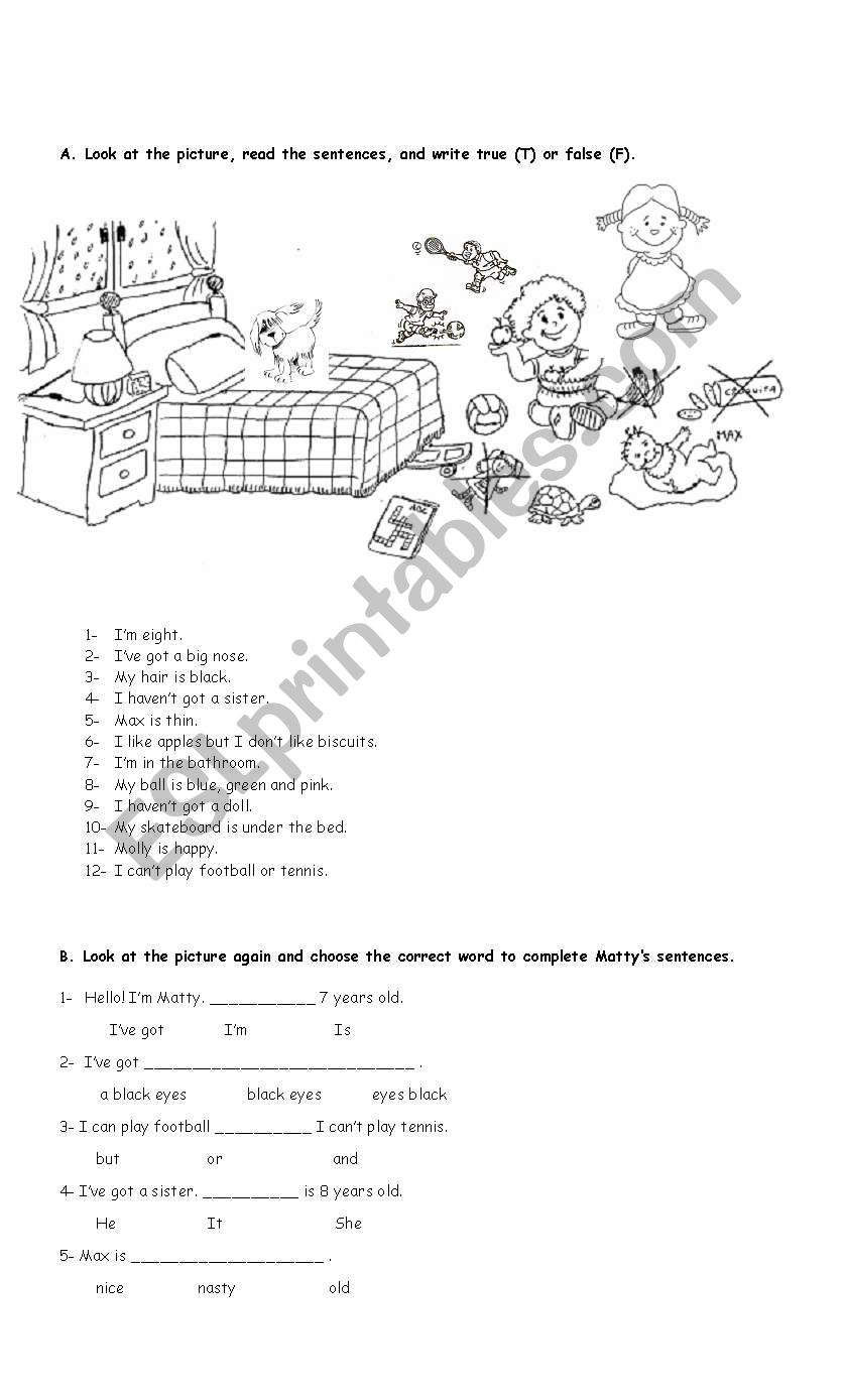 Grammar and Vocabulary Test worksheet