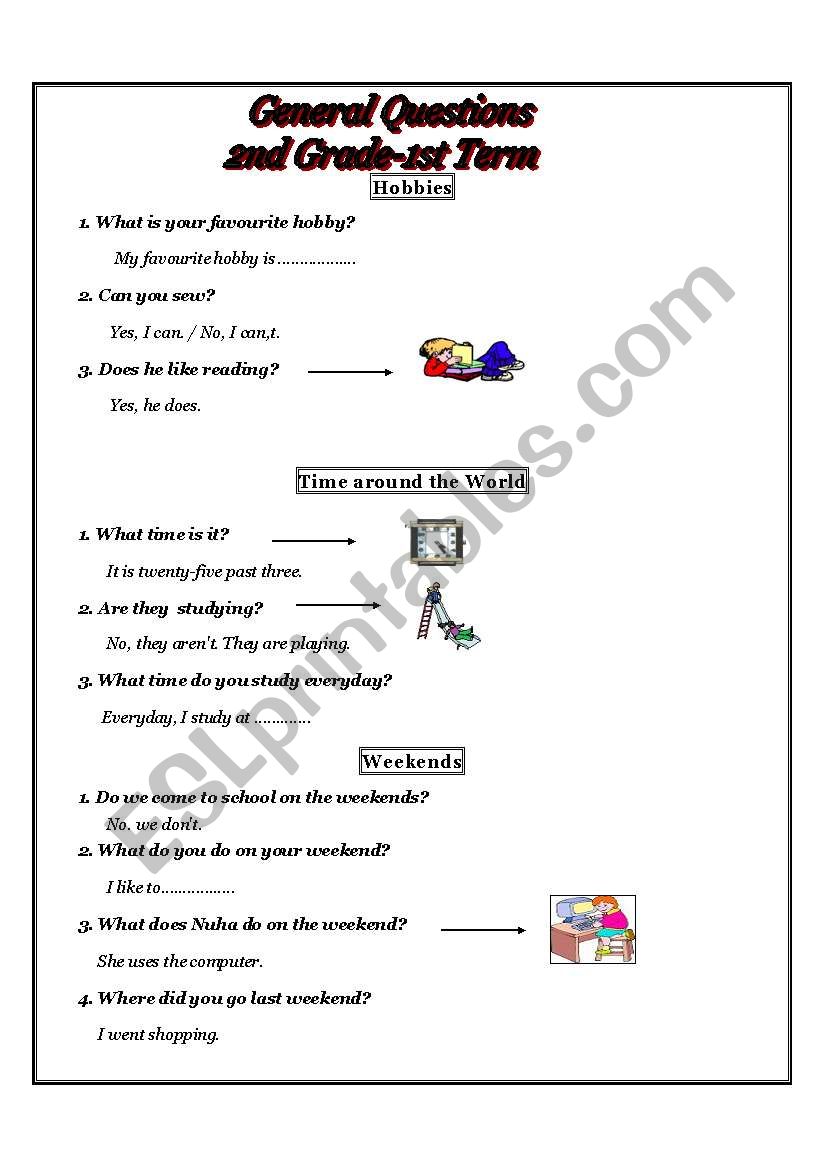 hobbies worksheet