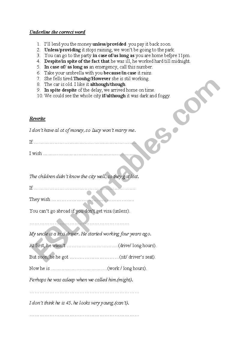 prep exam worksheet