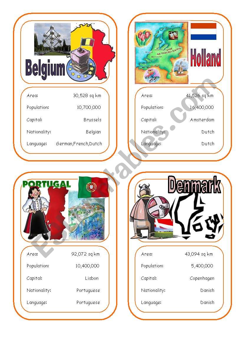 Country cards 2 worksheet