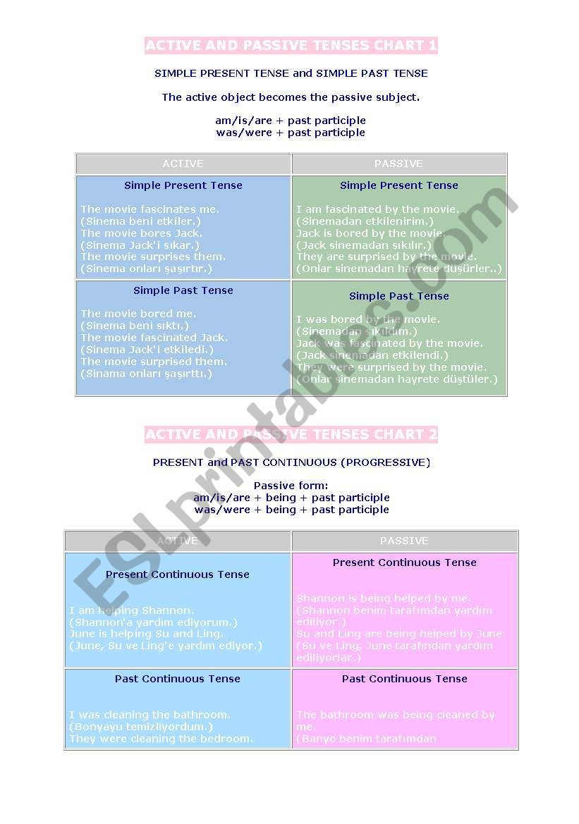 Active-Passive charts worksheet