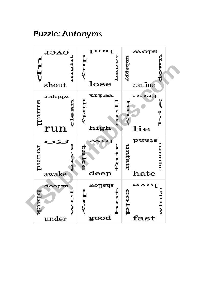 Puzzle: Antonyms worksheet