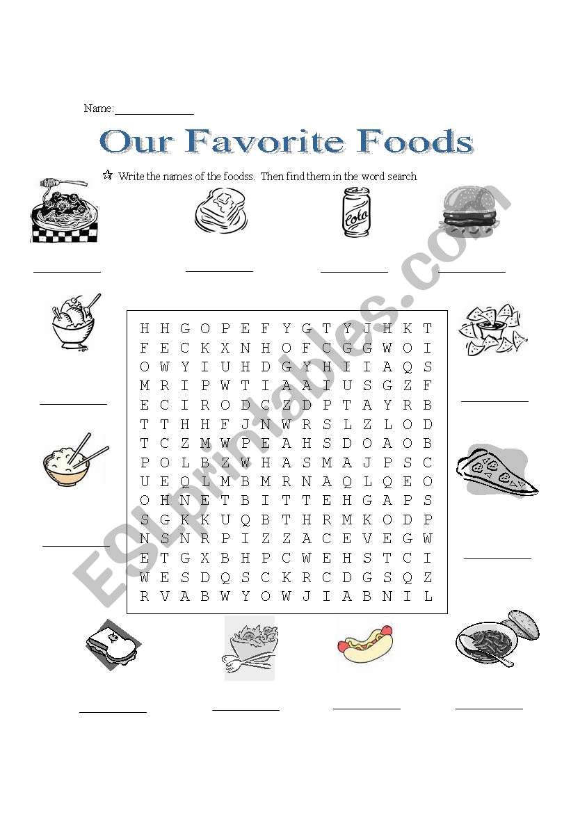 Our Favorite Foods worksheet