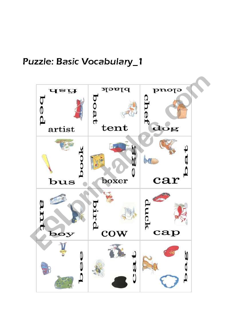 Puzzle: Basic Vocabulary 1 worksheet