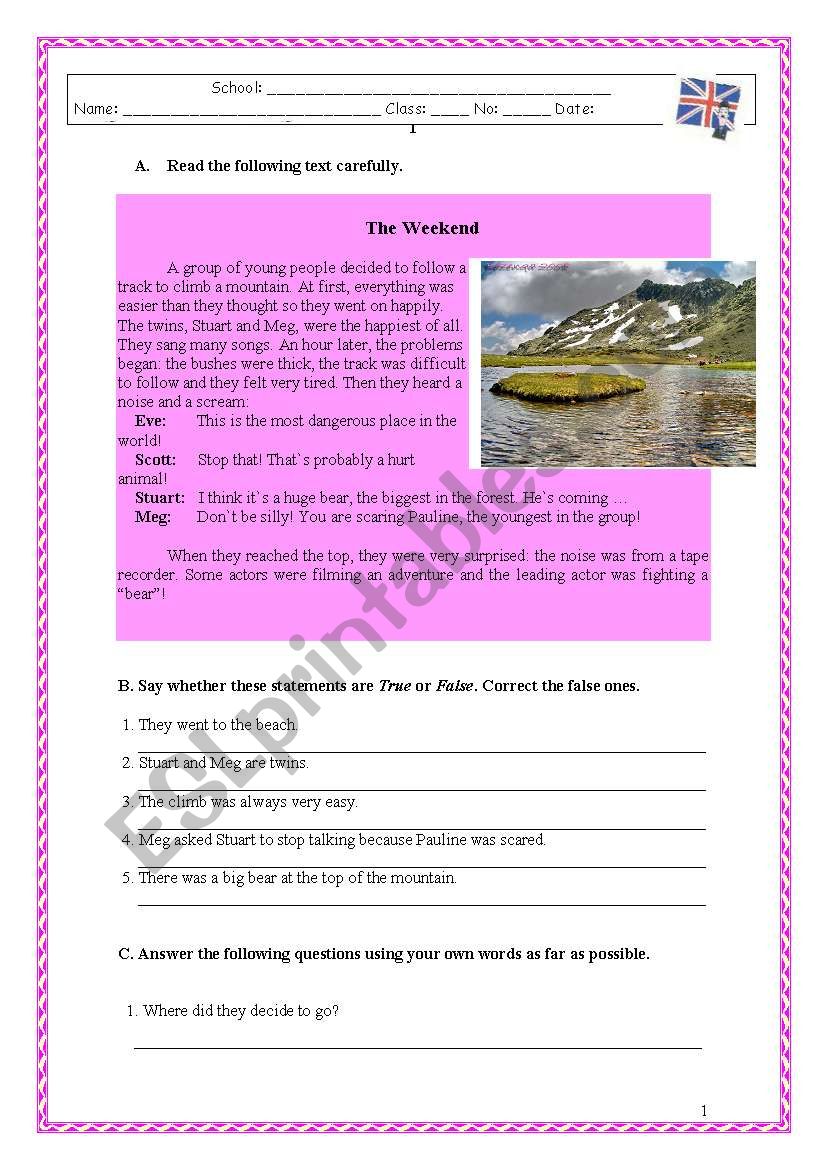 The weekend worksheet