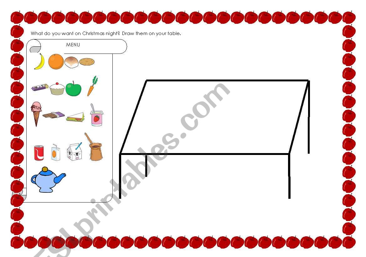 food and drinks worksheet