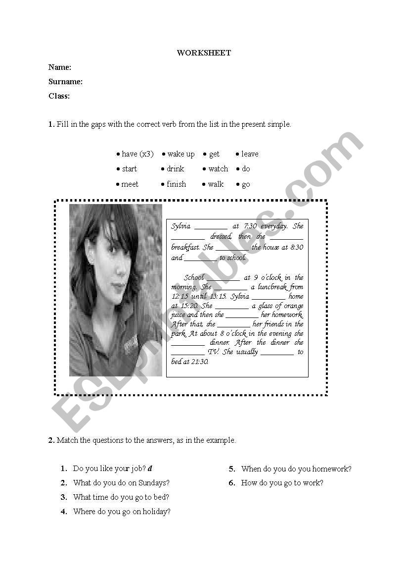 present simple worksheet worksheet