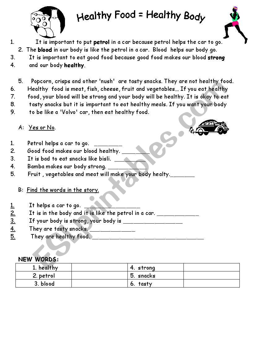 Healthy Food Healthy Body worksheet