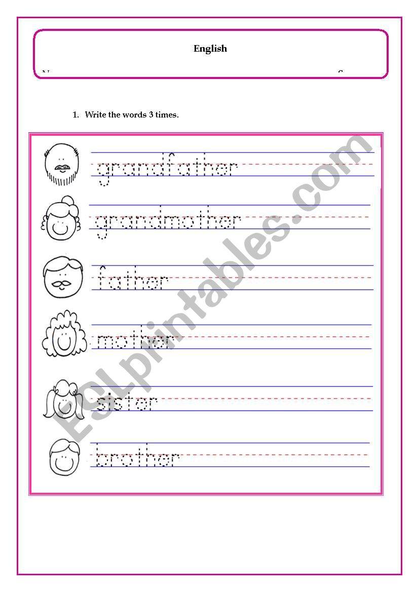 family  worksheet