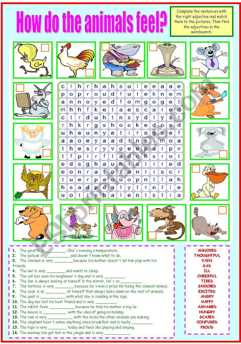 HOW DO THE ANIMALS FEEL? worksheet