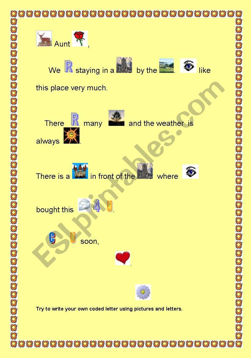 JUST FOR FUN - Coded letter worksheet