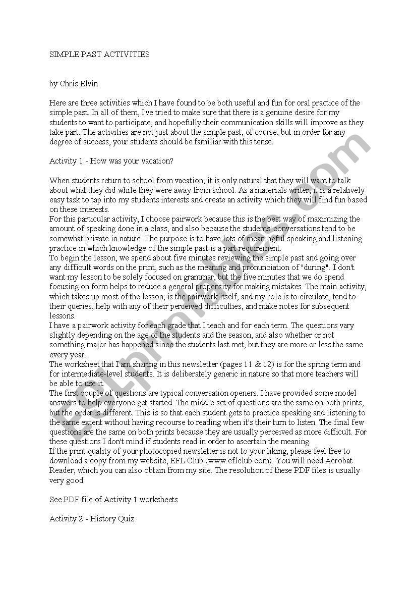 Simple Past worksheet