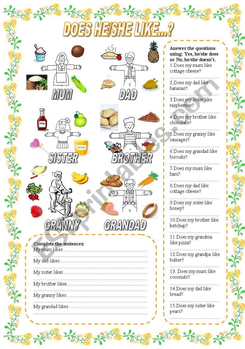 Like likes do does worksheet. Like don't like Worksheet. Like dont like doen't like упражнения. Does he she like Worksheets. I like he likes Worksheets.