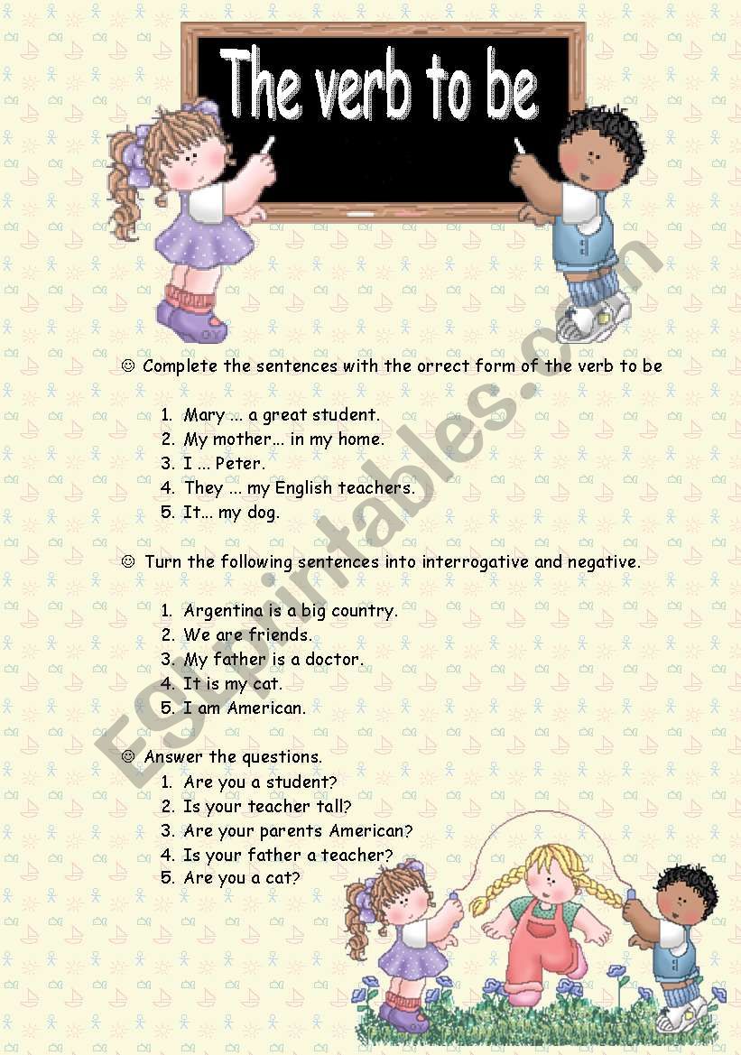 the verb to be worksheet