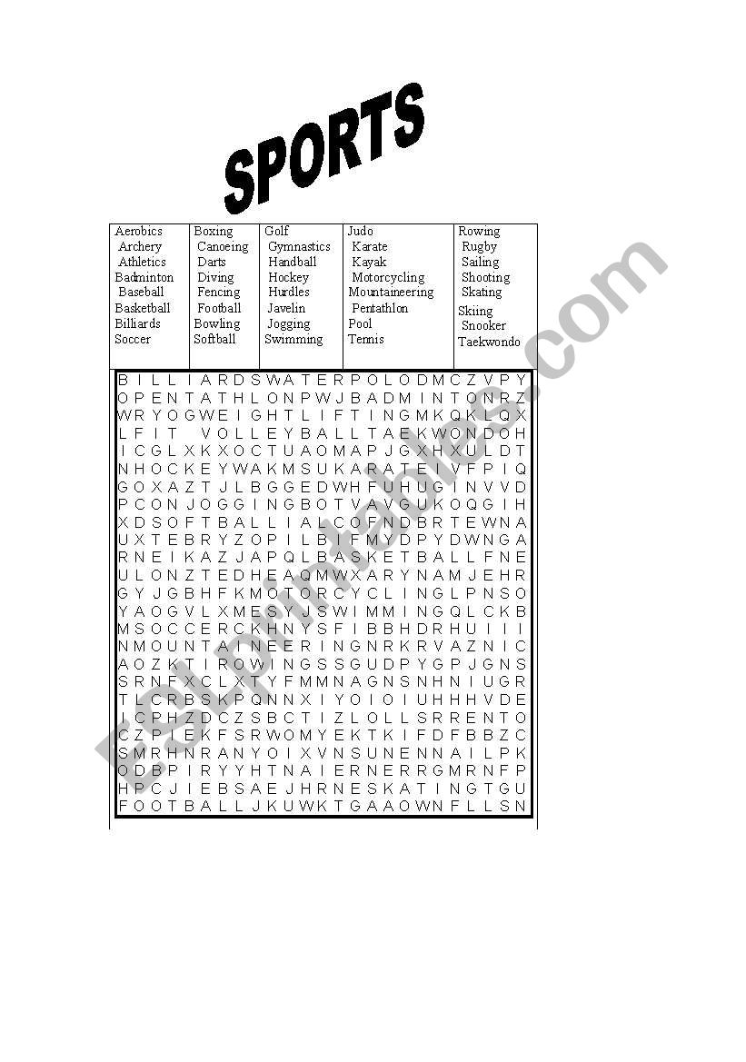 SPORTS worksheet