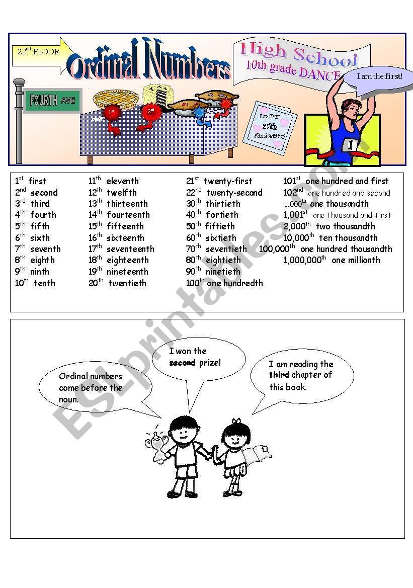 Ordinal Numbers worksheet