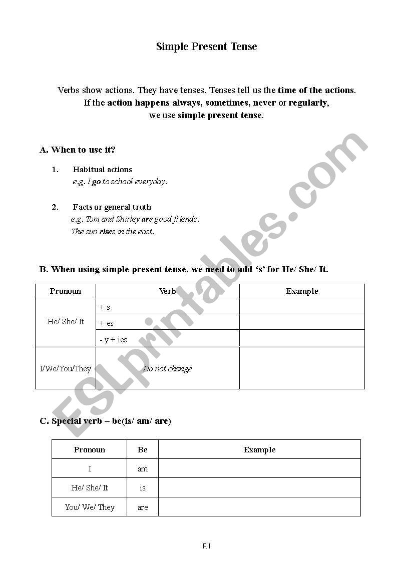 Simple Present Tense - for beginners