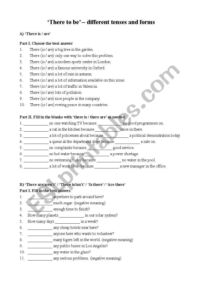 There to be - there is/are/was/were and their negative form (exercises)