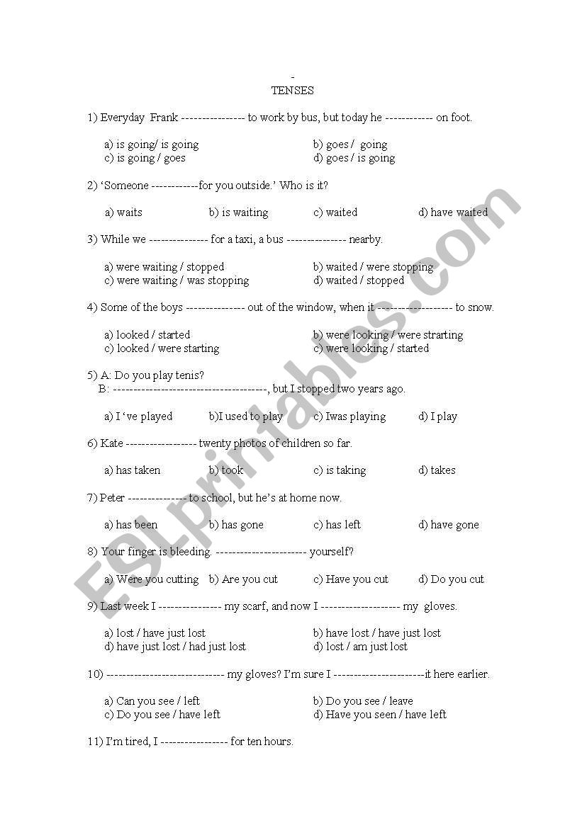 MIX TENSES worksheet