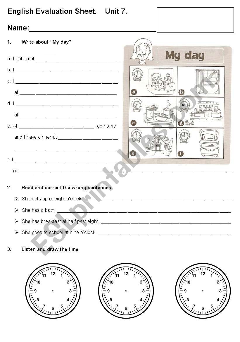 daily routines and time worksheet