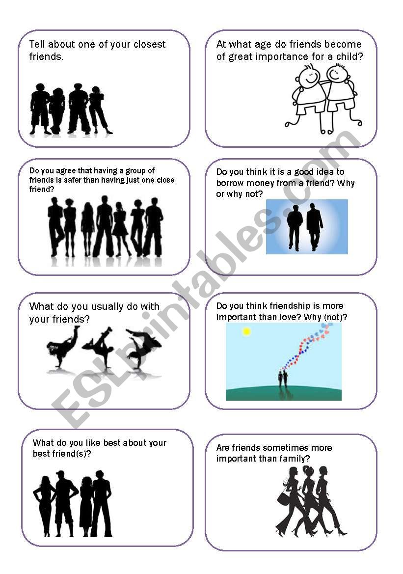 Conversational cards: friends worksheet