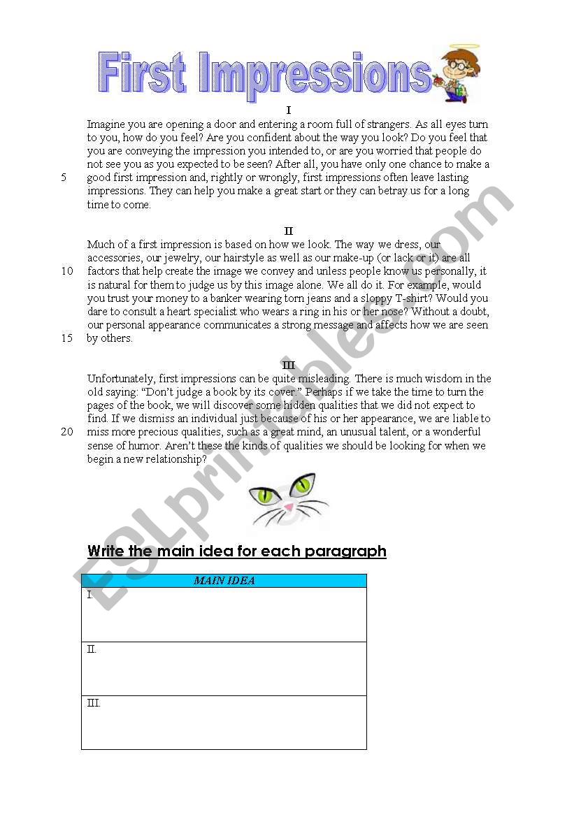 First Impression - Reading Passage