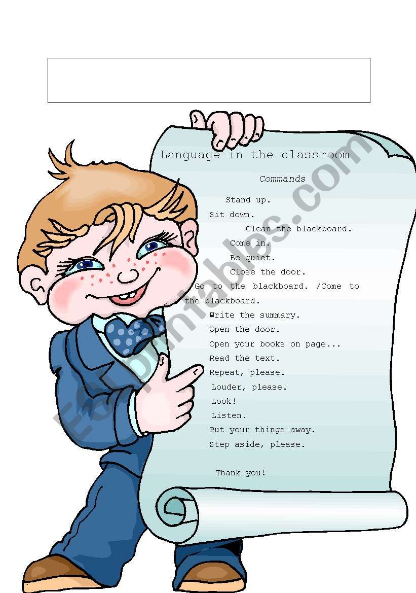 Language in the classroom worksheet