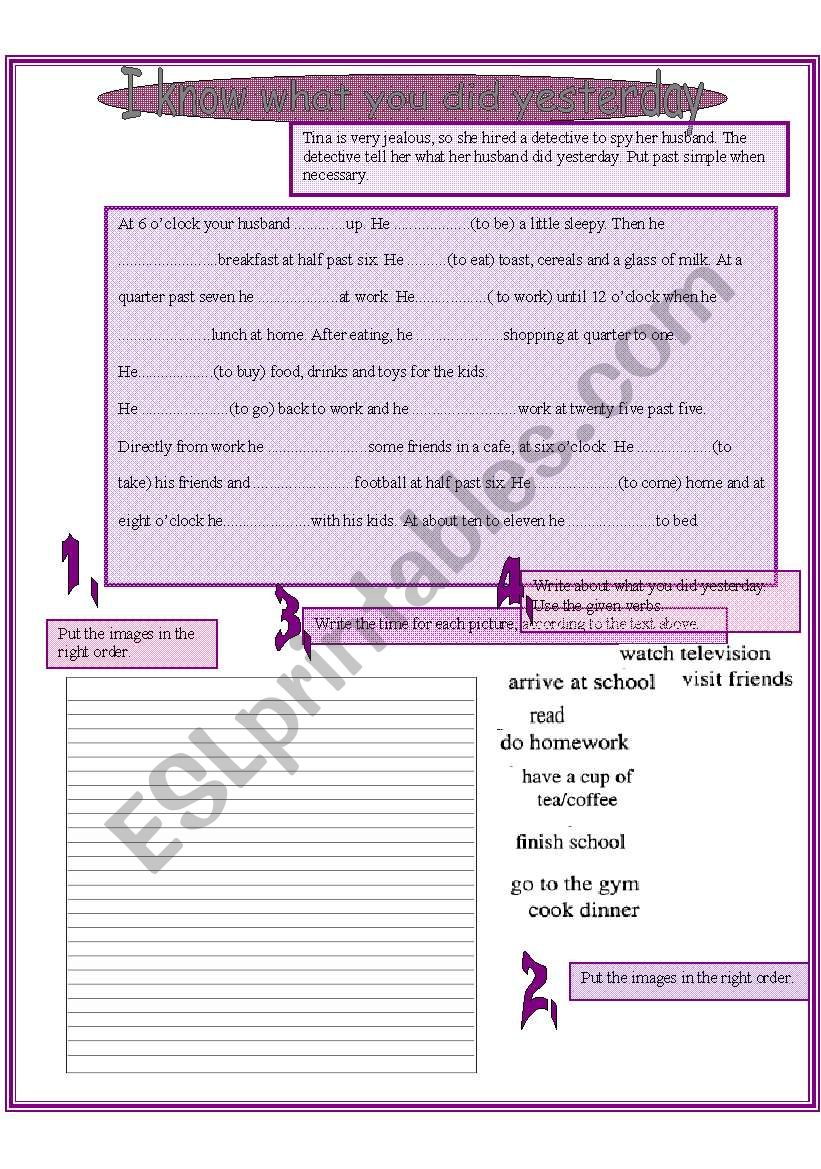 LuisaÂ´s weekly activities worksheet