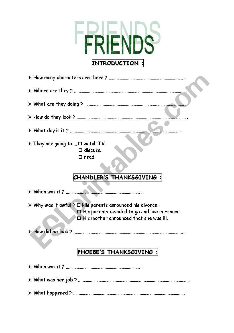 Friends 507 worksheet