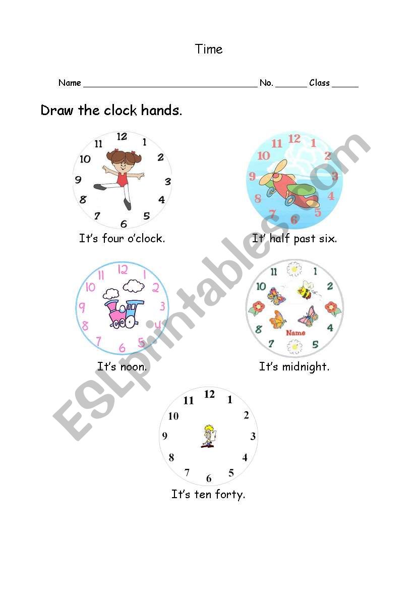 Telling Time worksheet