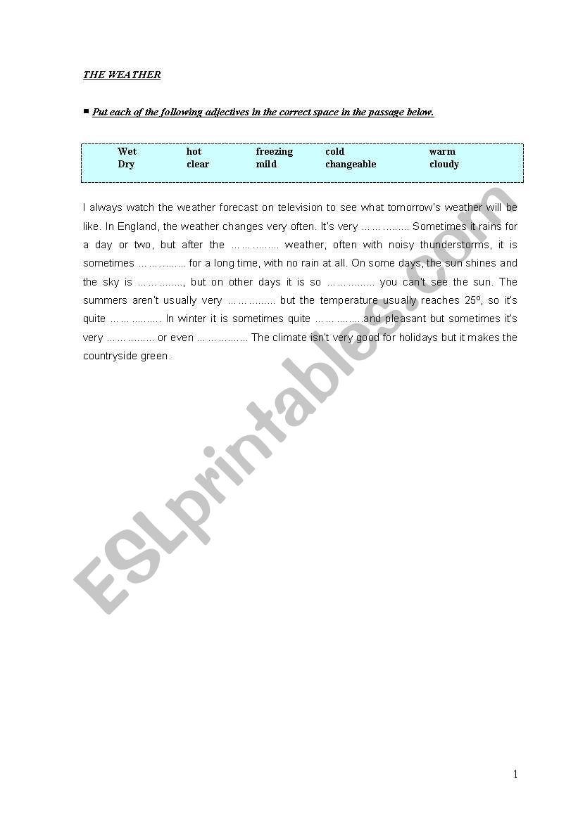 The weather  worksheet