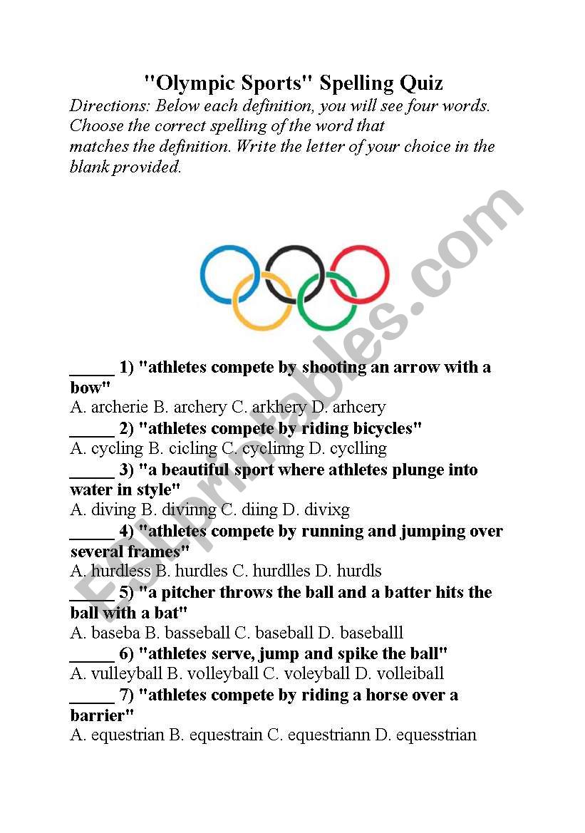 Olympic Sports 3 worksheet