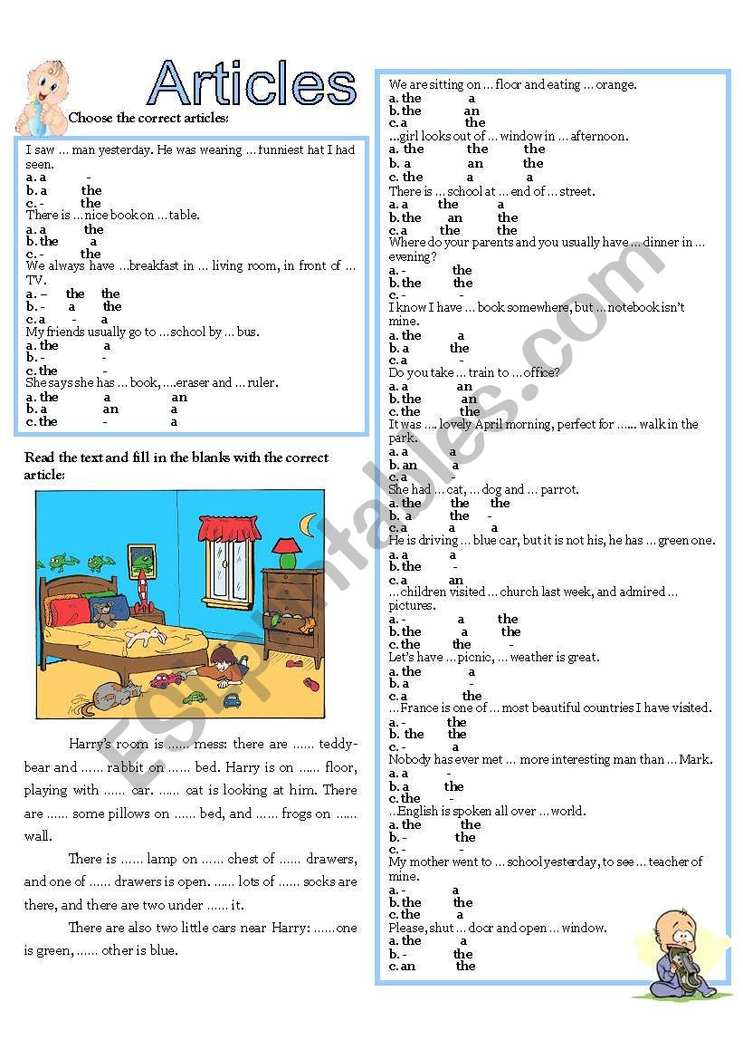 ARTICLES worksheet