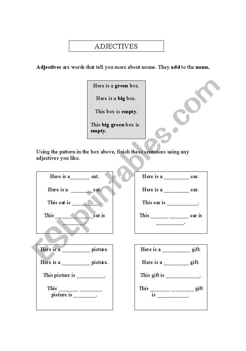 adjectives worksheet worksheet