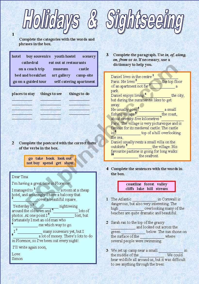 Holidays & Sightseeing worksheet