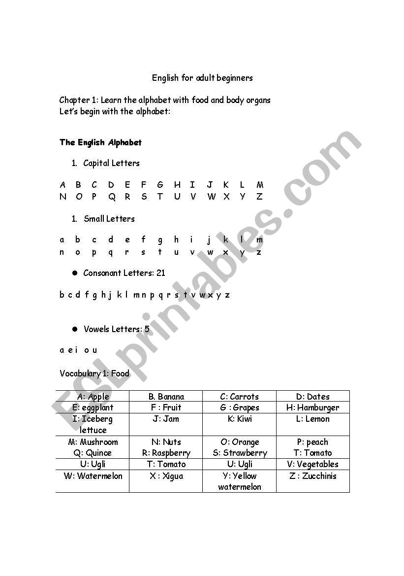 The english alphabet worksheet