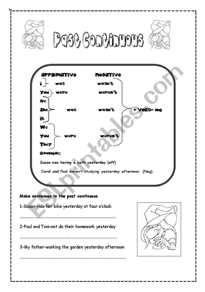 Past continuous worksheet