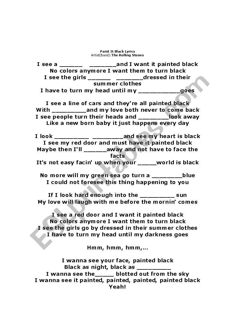 paint it black worksheet