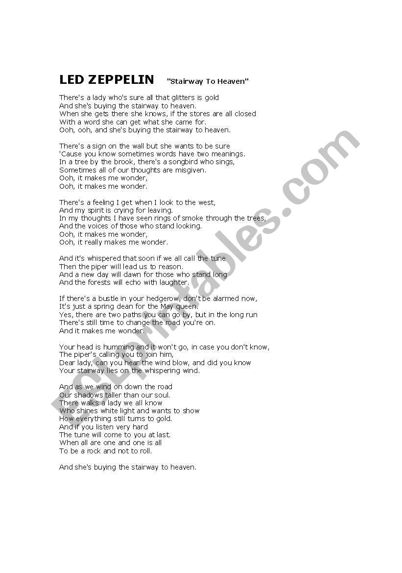 stairway to heaven blank + full lyrics (2sheets)