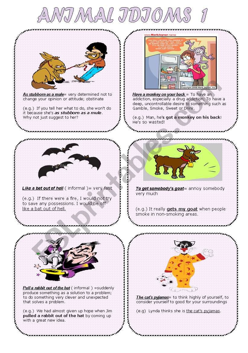 Animal idioms 1 worksheet